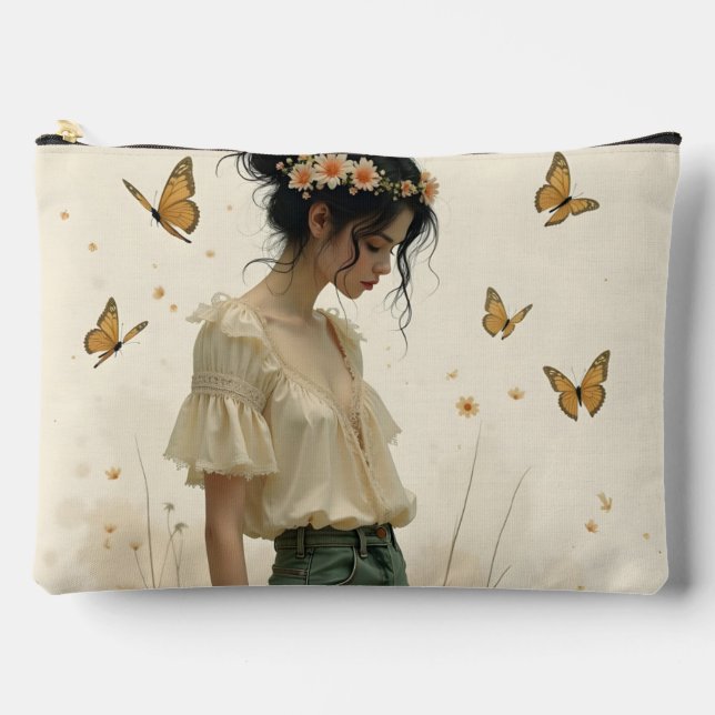 Gentle Elegance in a Butterfly Dance Accessory Pouch (Front)