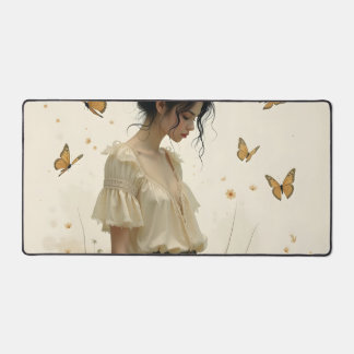 Gentle Elegance in a Butterfly Dance Desk Mat