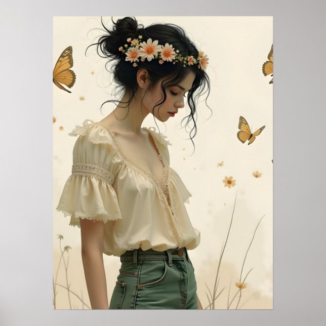 Gentle Elegance in a Butterfly Dance Poster (Front)