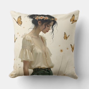 Gentle Elegance in a Butterfly Dance Throw Pillow