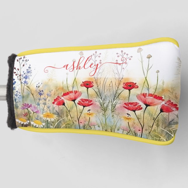 Gentle Elegant Wildflowers Custom Name Golf Head Cover (Front)