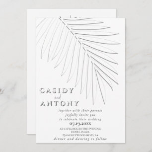 Gentle embossed palm leaf tropical all in one  invitation