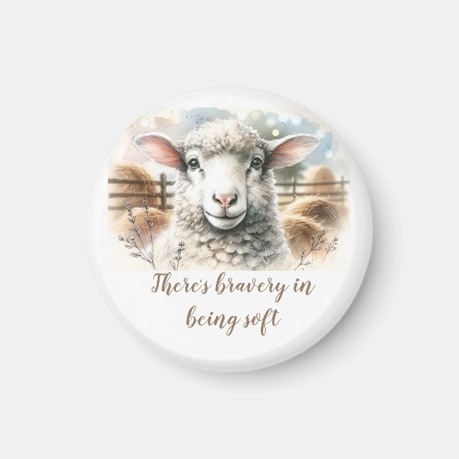 Gentle Ewe: Soft Wool Sheep Magnet (Front)