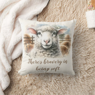 Gentle Ewe: Soft Wool Sheep Throw Pillow