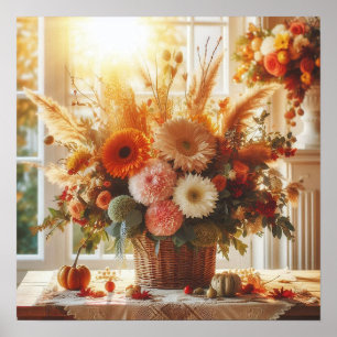 Gentle Fall Flowers Decorative Poster