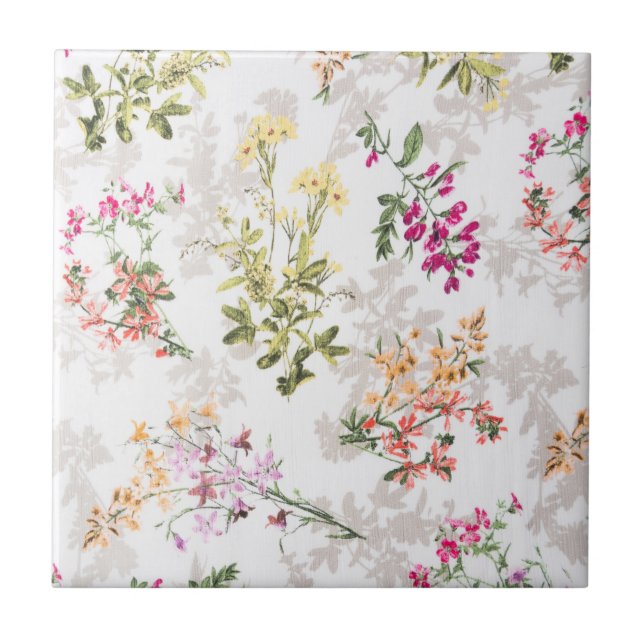 Gentle floral pattern ceramic tile (Front)