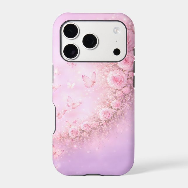 Gentle Floral Pattern – Soft Pink Roses with Soft  iPhone Case (Back)