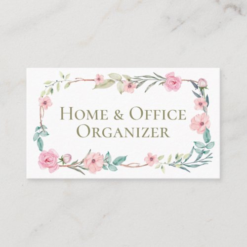 Gentle Floral Professional Organizer  De_Clutter Business Card