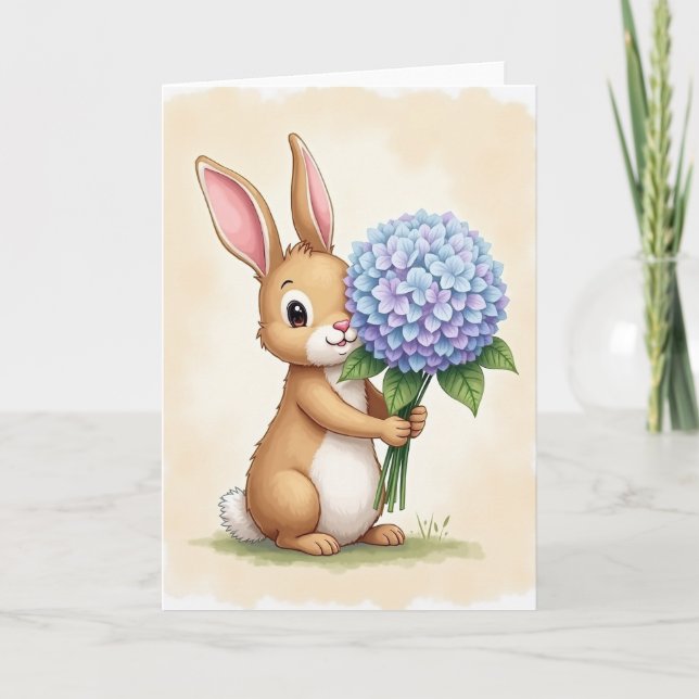 Gentle Furry Friend Flower Card (Front)