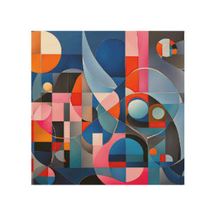 Gentle Geometry: Hues of Blue & Pink in Abstract Wood Wall Art