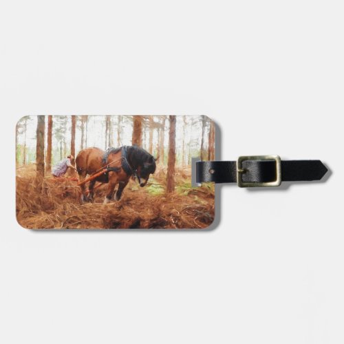 Gentle Giant _ Draft Horse Hauling Logs in Forest Luggage Tag