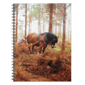Gentle Giant - Draft Horse Hauling Logs in Forest Notebook