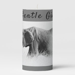 Gentle Giant Elephant high key photo with text Pillar Candle