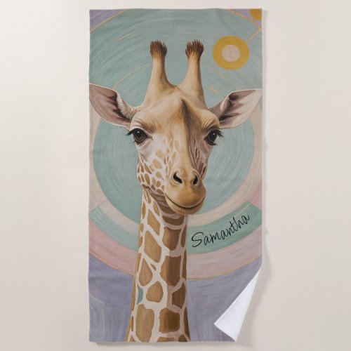 Gentle Giant Pastel Giraffe Beach Towel