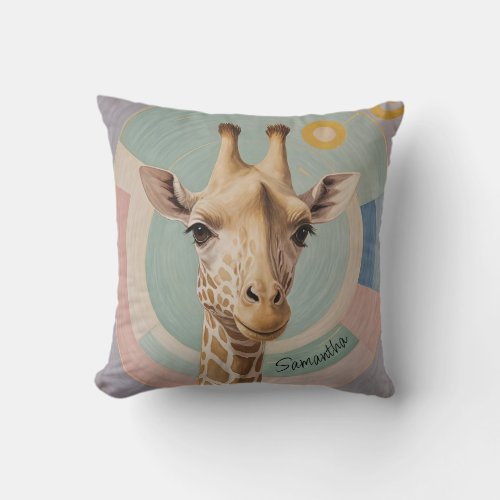 Gentle Giant Pastel Giraffe Throw Pillow