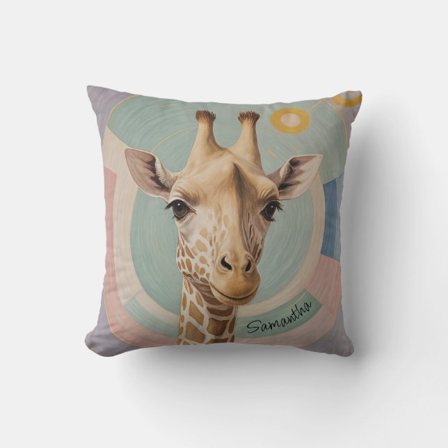 Gentle Giant: Pastel Giraffe Throw Pillow (Front)