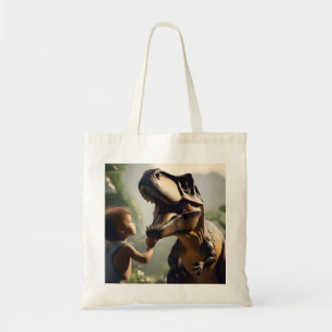 Gentle Giant: The Friendly T-Rex Who Loves a Pat Tote Bag