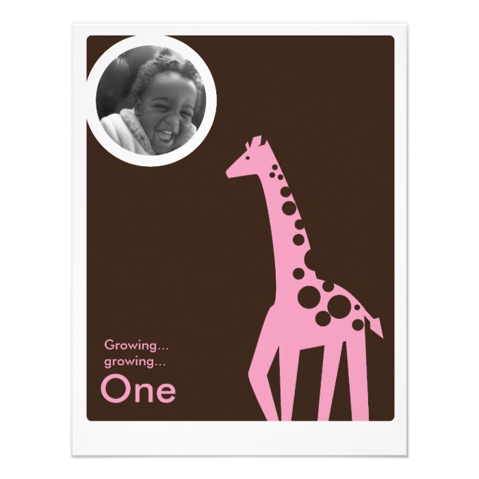 Gentle Giraffe Brown & Light Pink Custom Announcements