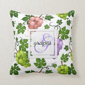 Gentle Grapes And Grapevines Throw Pillow by LifeInColorStudio at Zazzle