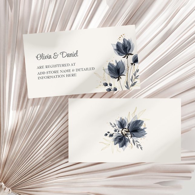 Gentle Gray Flowers Registry Enclosure Card (Gentle Gray Flowers Registry Insert Card on a sunny dry palm leaf.)