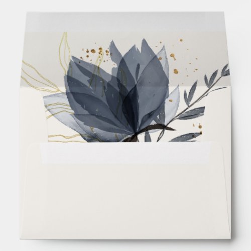 Gentle Gray Flowers Wedding Envelope