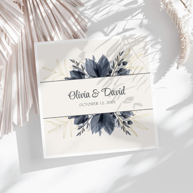 Gentle Gray Flowers Wedding Napkins (Gentle Gray Flowers Wedding Napkins on a sunny white table.)