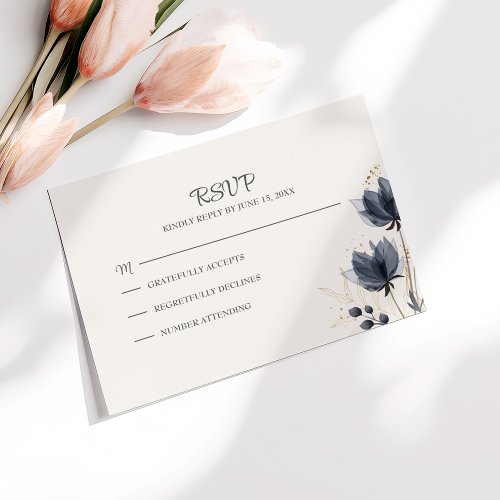 Gentle Gray Flowers Wedding RSVP Card