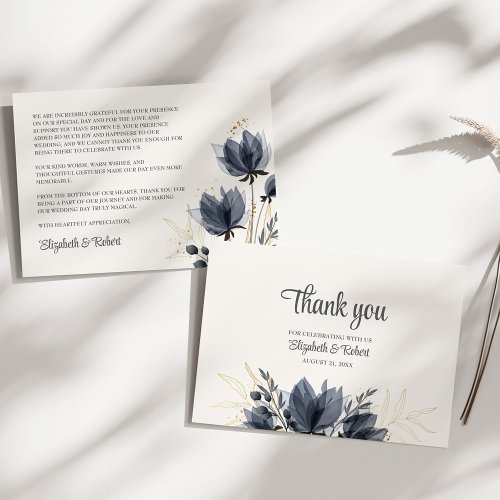 Gentle Gray Flowers Wedding Thank You Card