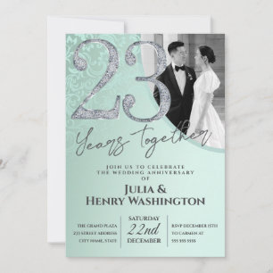 Gentle Green 23rd  Wedding Anniversary  Invitation