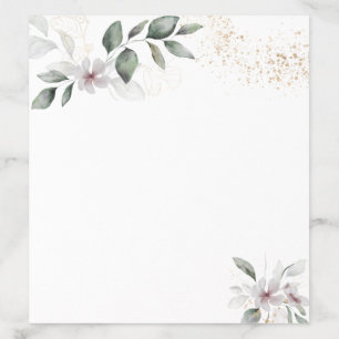 Gentle Greenery Watercolor Leaf & Flower Gold Envelope Liner