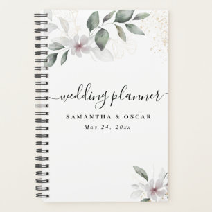 Gentle Greenery Watercolor Leaf & Flower Gold Planner