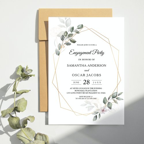  Gentle Greenery Watercolor Leaf Frame  Flower Invitation