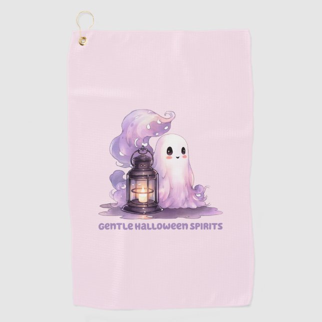 Gentle Halloween Spirits - Pastel Ghost Golf Towel (Front)