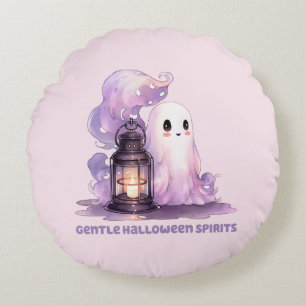 Gentle Halloween Spirits - Pastel Ghost Round Pillow