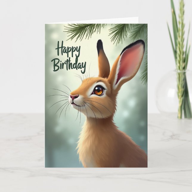 Gentle Hare Birthday Card (Front)
