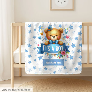 Gentle It’s a Boy Blanket with Teddy Bear Design
