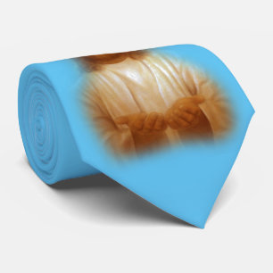 Gentle Jesus Religious Sky Blue Satin Necktie