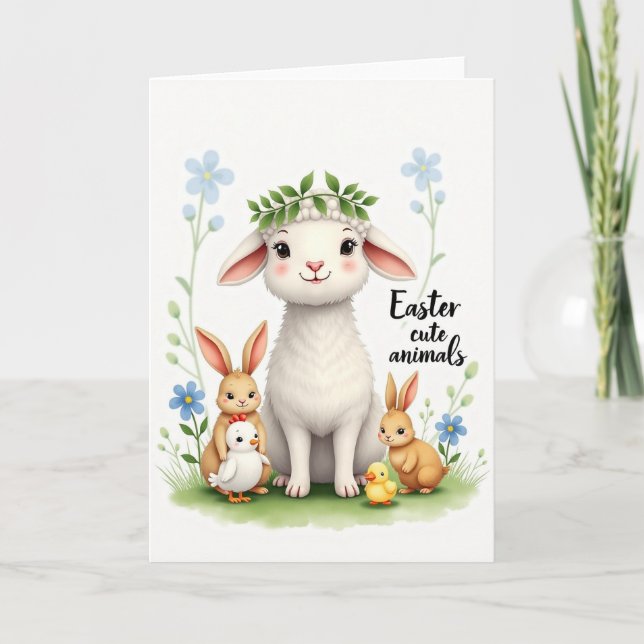 Gentle Lamb Friends Greeting Card (Front)