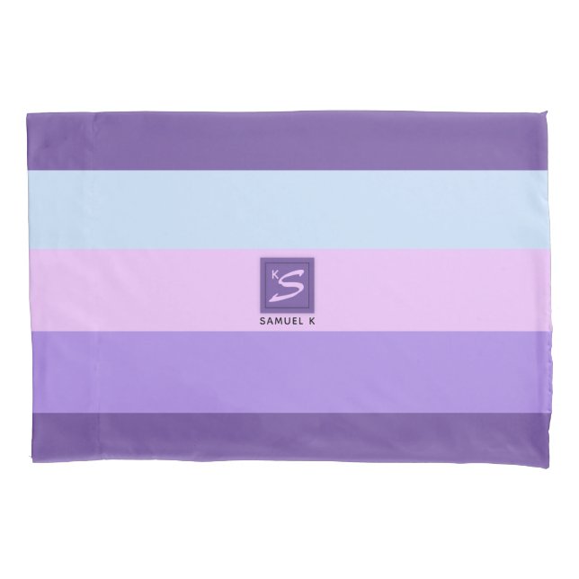 Gentle Lavender Dreams Color Palette Monogram Pillowcase (Front)