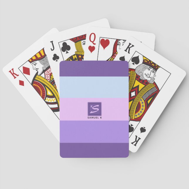 Gentle Lavender Dreams Color Palette Monogram Poker Cards (Back)