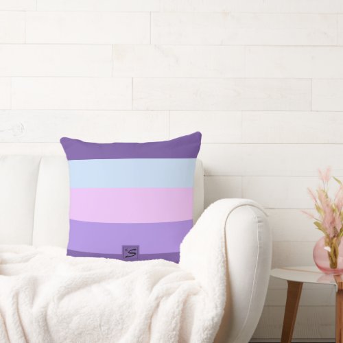 Gentle Lavender Dreams Color Palette Monogram Throw Pillow