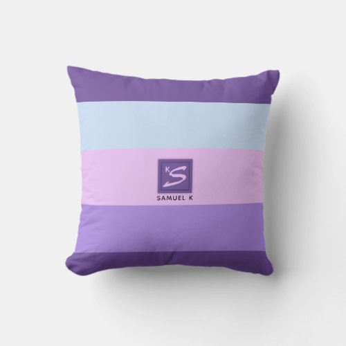 Gentle Lavender Dreams Color Palette Monogram Throw Pillow