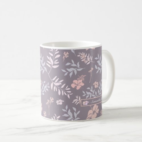 Gentle Lavender  Pink Floral Pattern Personalized Coffee Mug