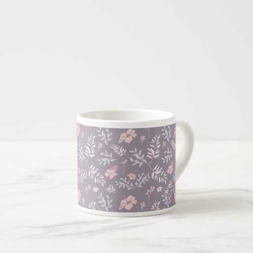 Gentle Lavender  Pink Floral Pattern Personalized Espresso Cup
