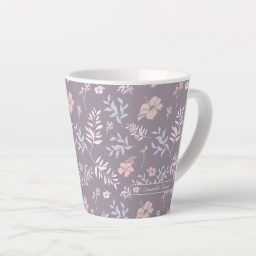 Gentle Lavender  Pink Floral Pattern Personalized Latte Mug