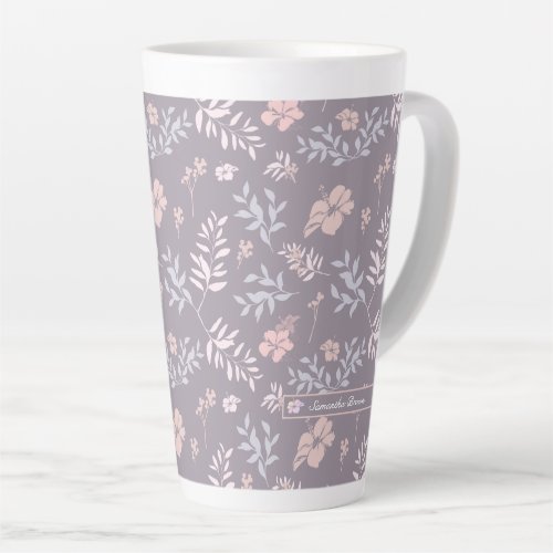 Gentle Lavender  Pink Floral Pattern Personalized Latte Mug