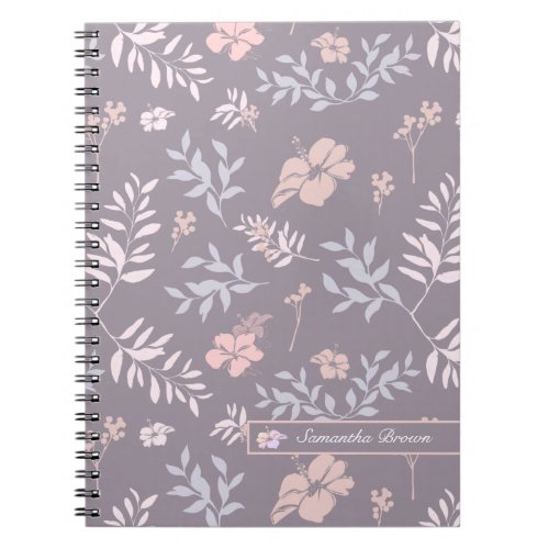Gentle Lavender  Pink Floral Pattern Personalized Notebook