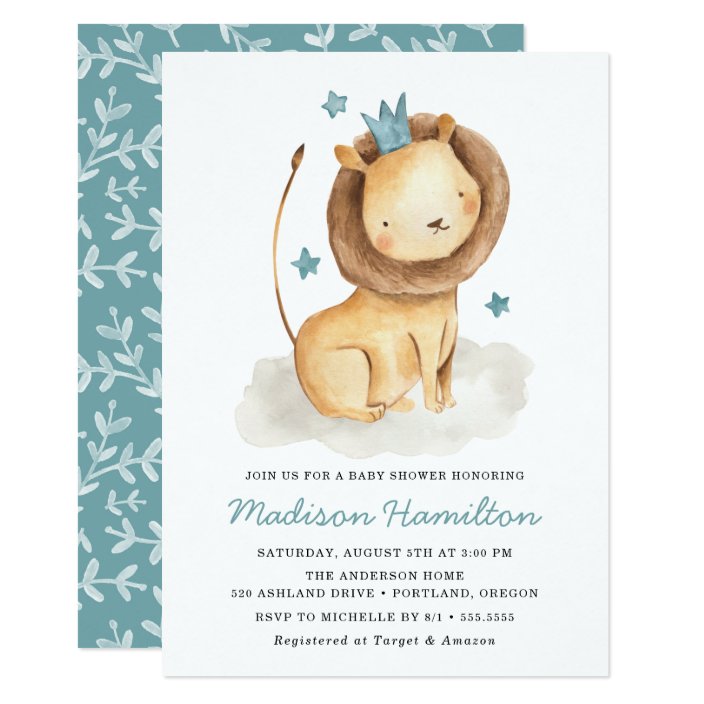 lion baby shower invitations