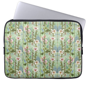 Gentle Mallow Light Pink Flowers & Green Laptop Sleeve