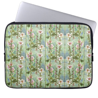 Gentle Mallow Light Pink Flowers & Green Laptop Sleeve